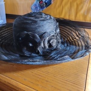 Woman's black lace floral sun hat👒